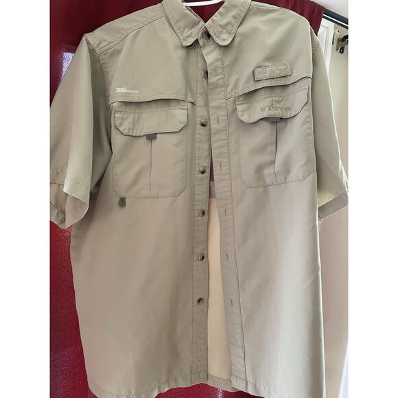 Habit Other - Habit Shirt Men L Tan Fishing Lightweight Short Sleeve button 360 Venting